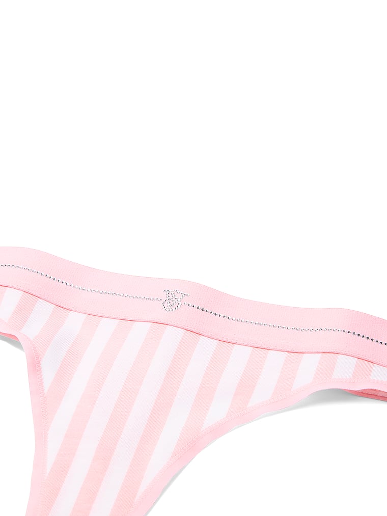 Shine Logo Cotton Thong Panty – Pretty Blossom Iconic Stripes