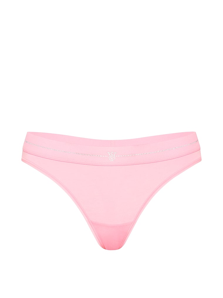 Shine Logo Cotton Thong Panty – Victoria Pink