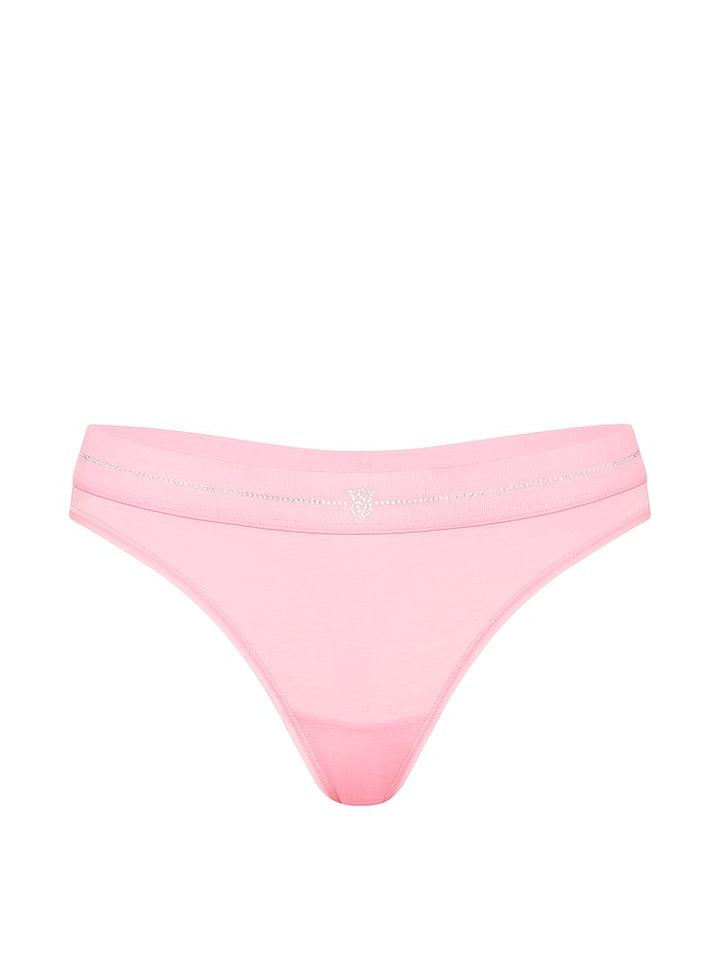 Shine Logo Cotton Thong Panty – Victoria Pink