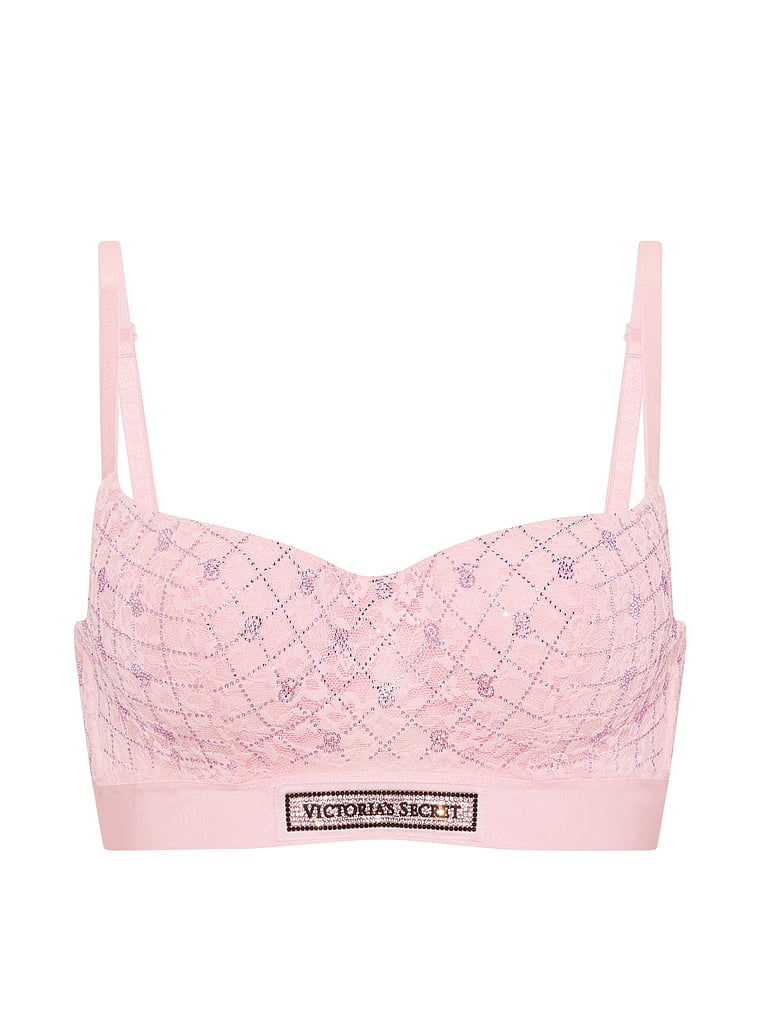 Lace Shine Logo Lightly Lined Balconette Bra – Angel Pink