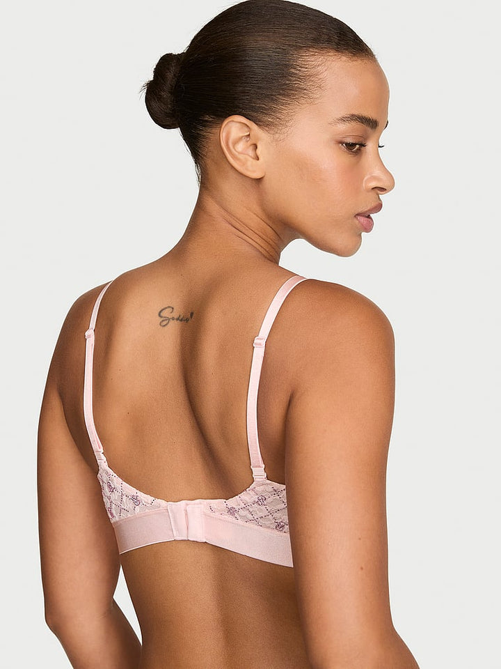 Lace Shine Logo Lightly Lined Balconette Bra – Angel Pink