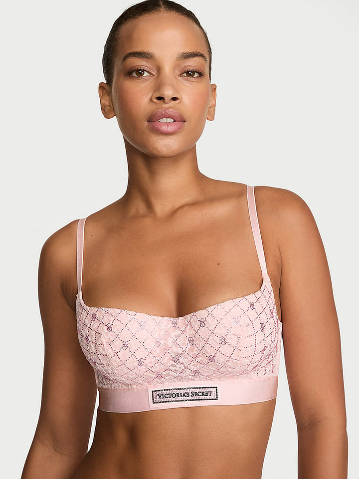 Lace Shine Logo Lightly Lined Balconette Bra – Angel Pink