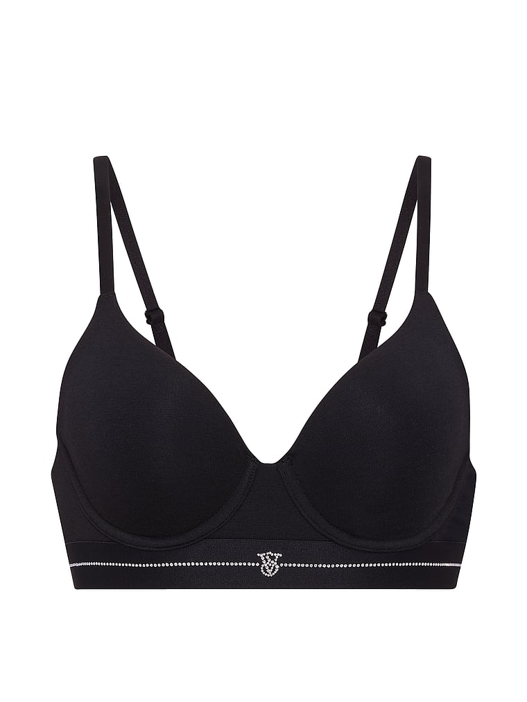 Signature Shine Cotton Lightly Lined Full-Coverage Bra – Black