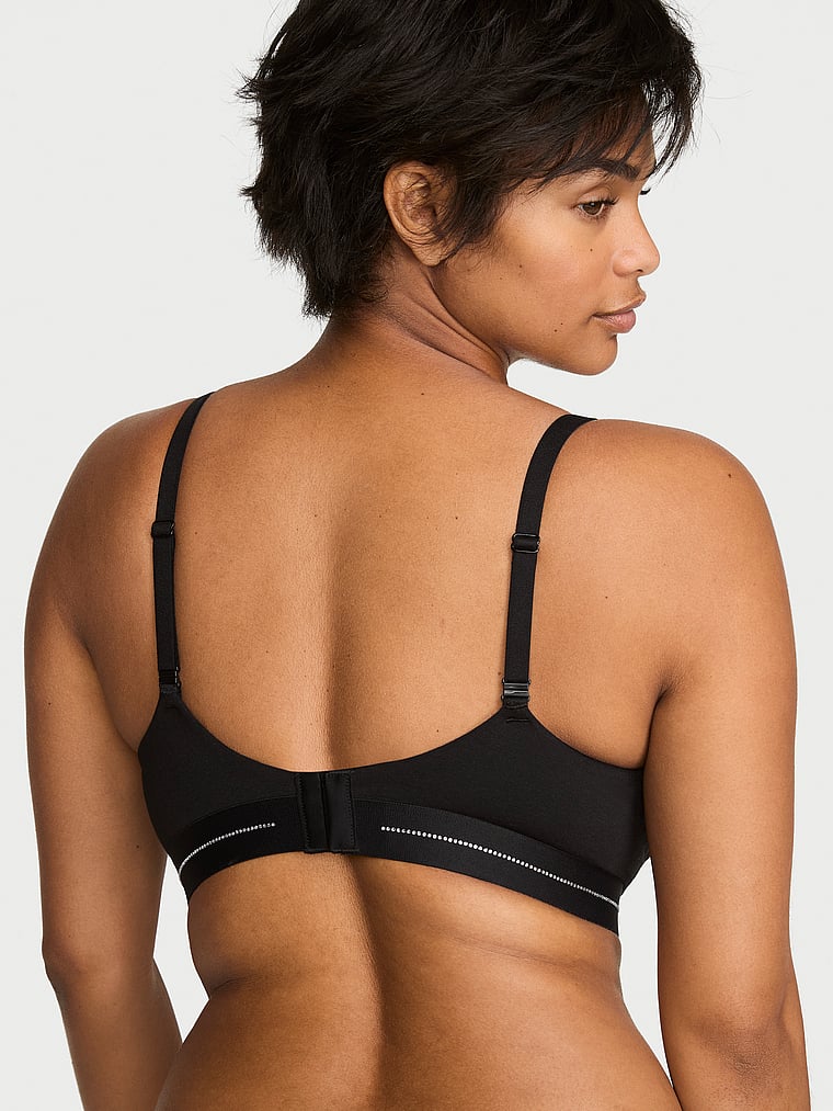 Signature Shine Cotton Lightly Lined Full-Coverage Bra – Black