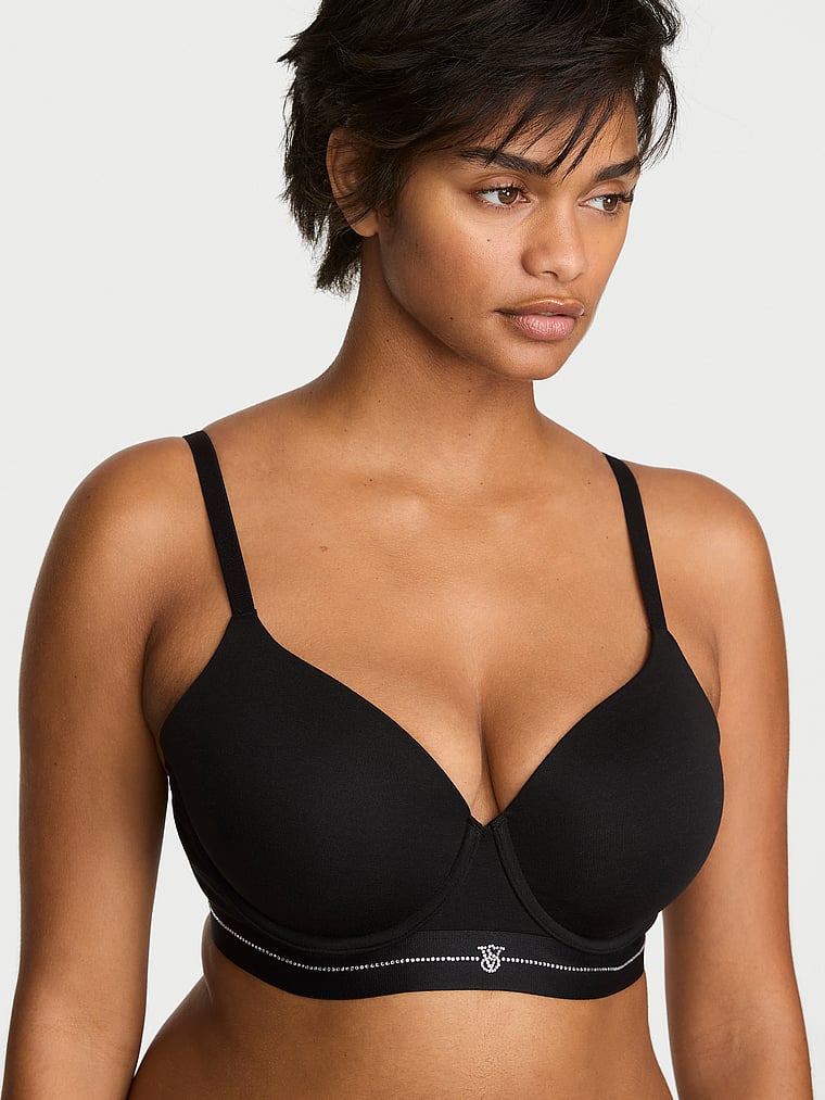 Signature Shine Cotton Lightly Lined Full-Coverage Bra – Black