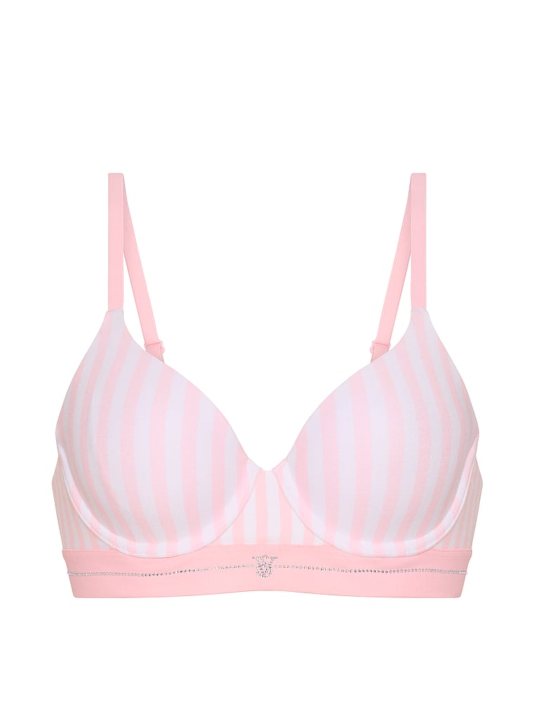 Signature Shine Cotton Lightly Lined Full-Coverage Bra – Iconic Pink Stripes