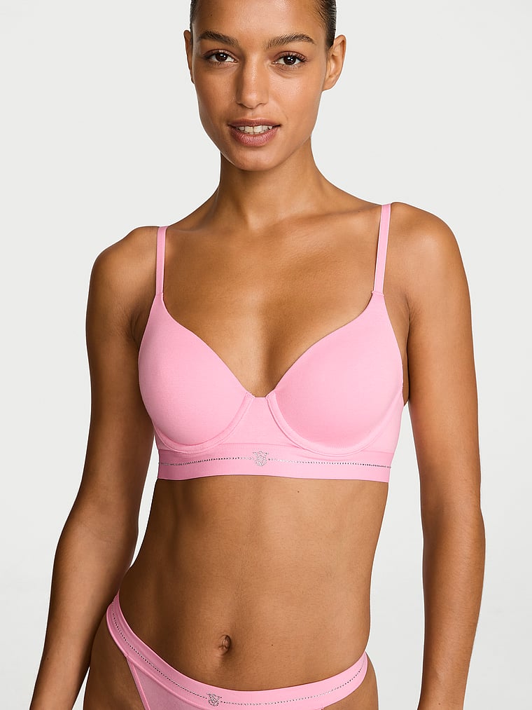 Signature Shine Cotton Lightly Lined Full-Coverage Bra – Victoria Pink