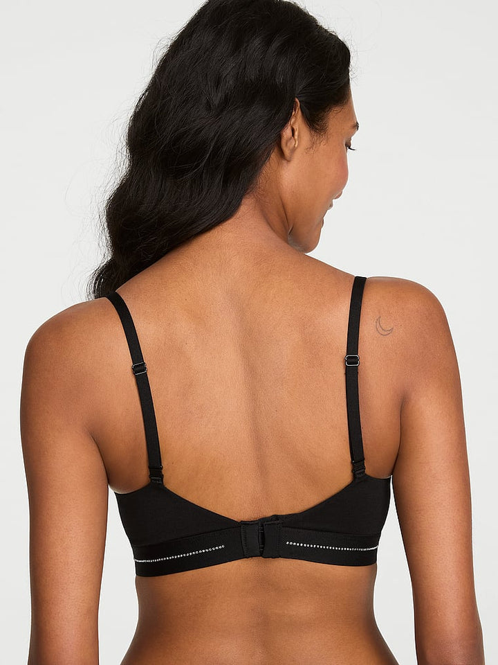 Signature Shine Cotton Lightly Lined Balconette Bra – Black