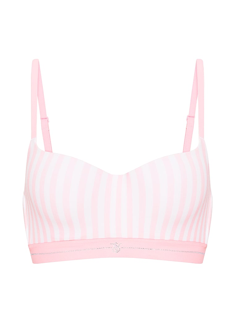 Signature Shine Cotton Lightly Lined Balconette Bra – Iconic Pink Stripes