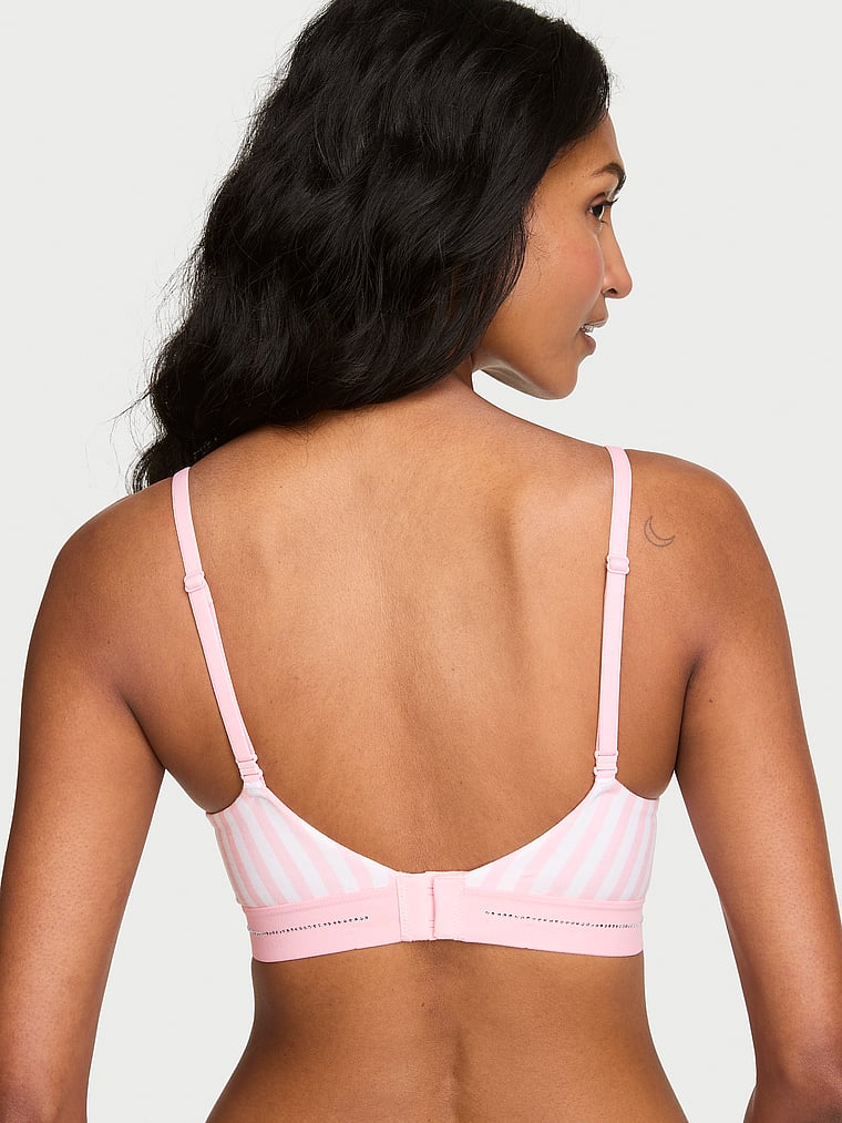 Signature Shine Cotton Lightly Lined Balconette Bra – Iconic Pink Stripes