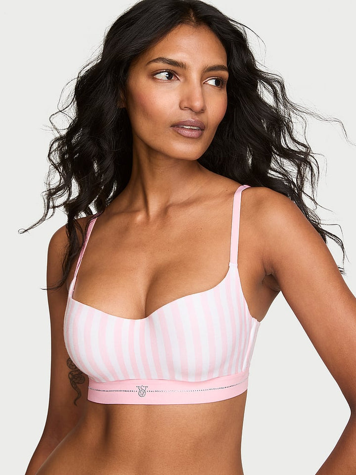 Signature Shine Cotton Lightly Lined Balconette Bra – Iconic Pink Stripes