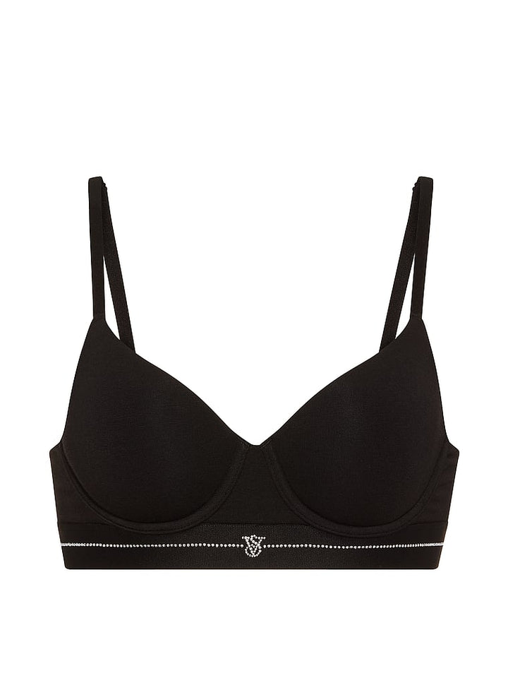Signature Shine Cotton Lightly Lined Demi Bra – Black