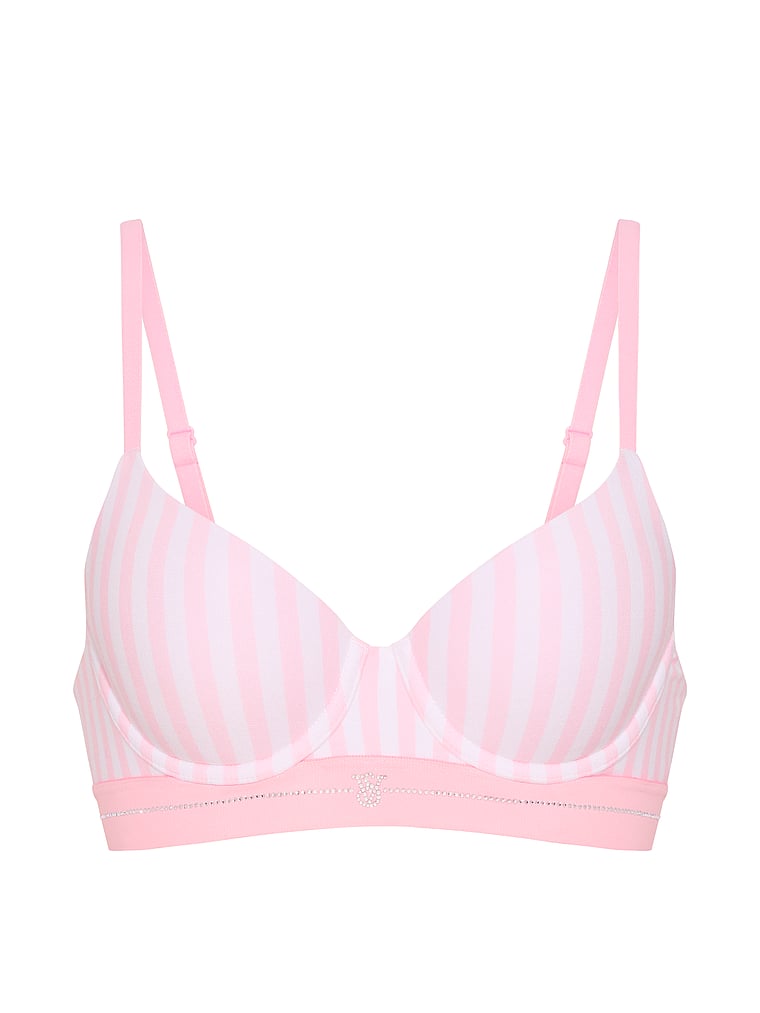 Signature Shine Cotton Lightly Lined Demi Bra – Iconic Pink Stripes