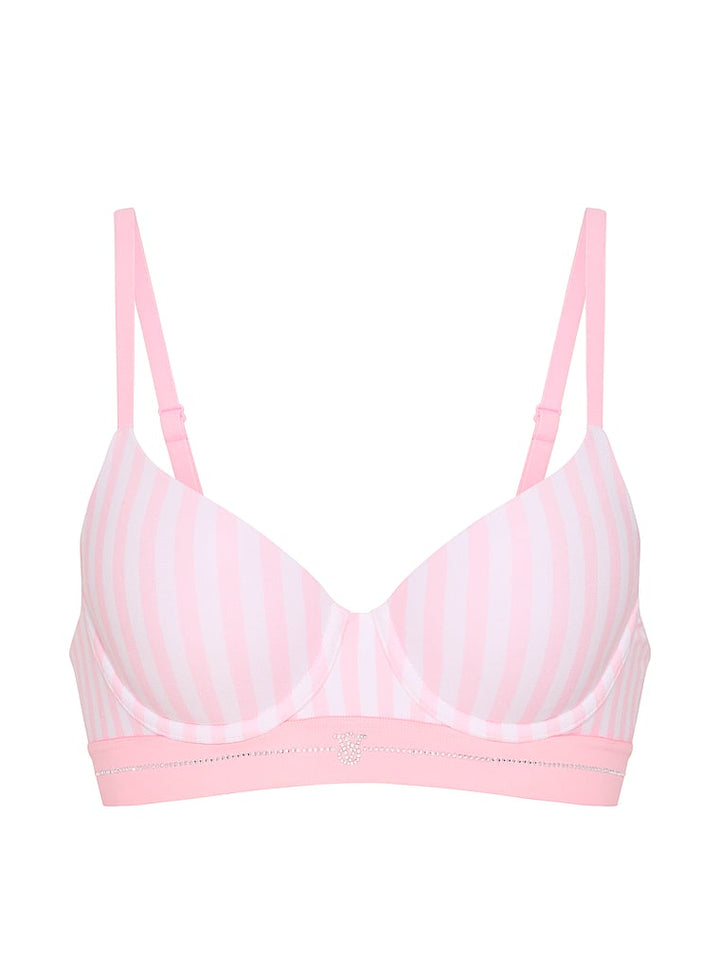 Signature Shine Cotton Lightly Lined Demi Bra – Iconic Pink Stripes
