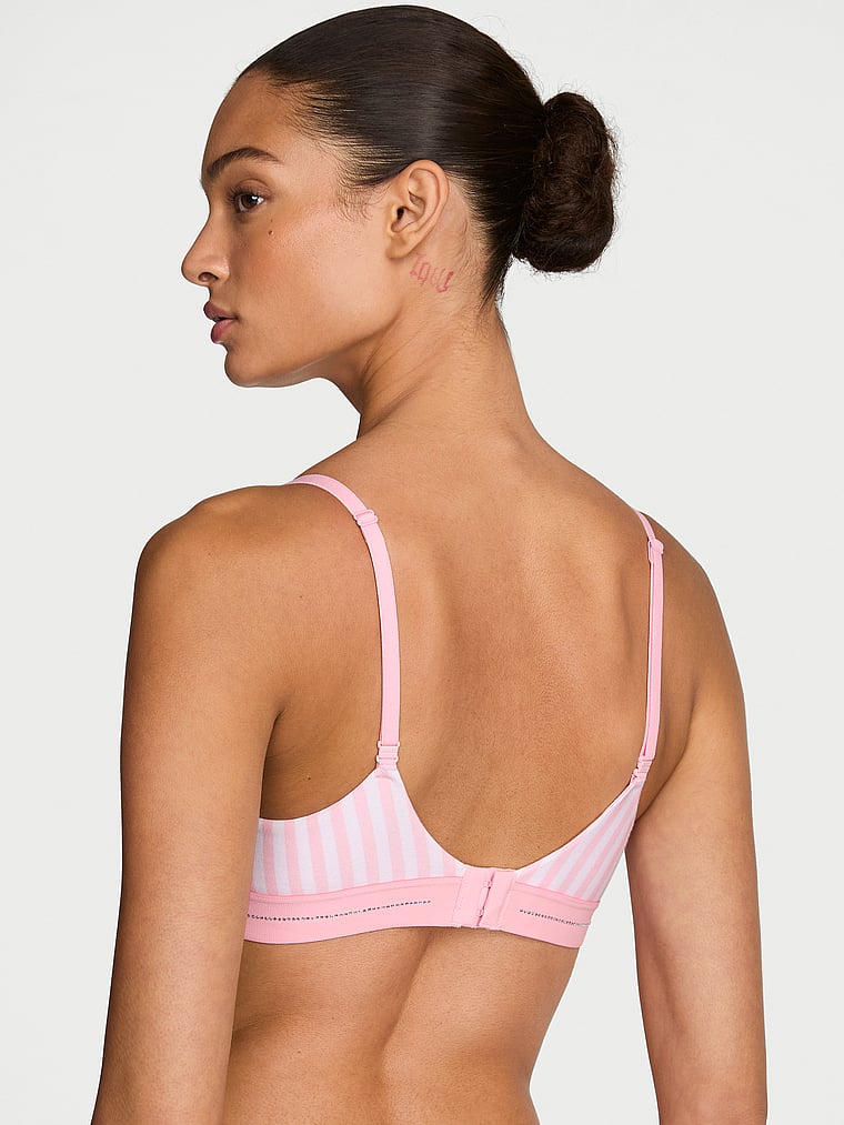 Signature Shine Cotton Lightly Lined Demi Bra – Iconic Pink Stripes