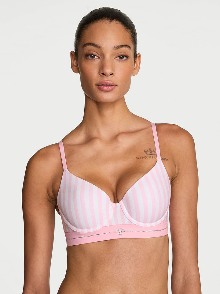 Signature Shine Cotton Lightly Lined Demi Bra – Iconic Pink Stripes