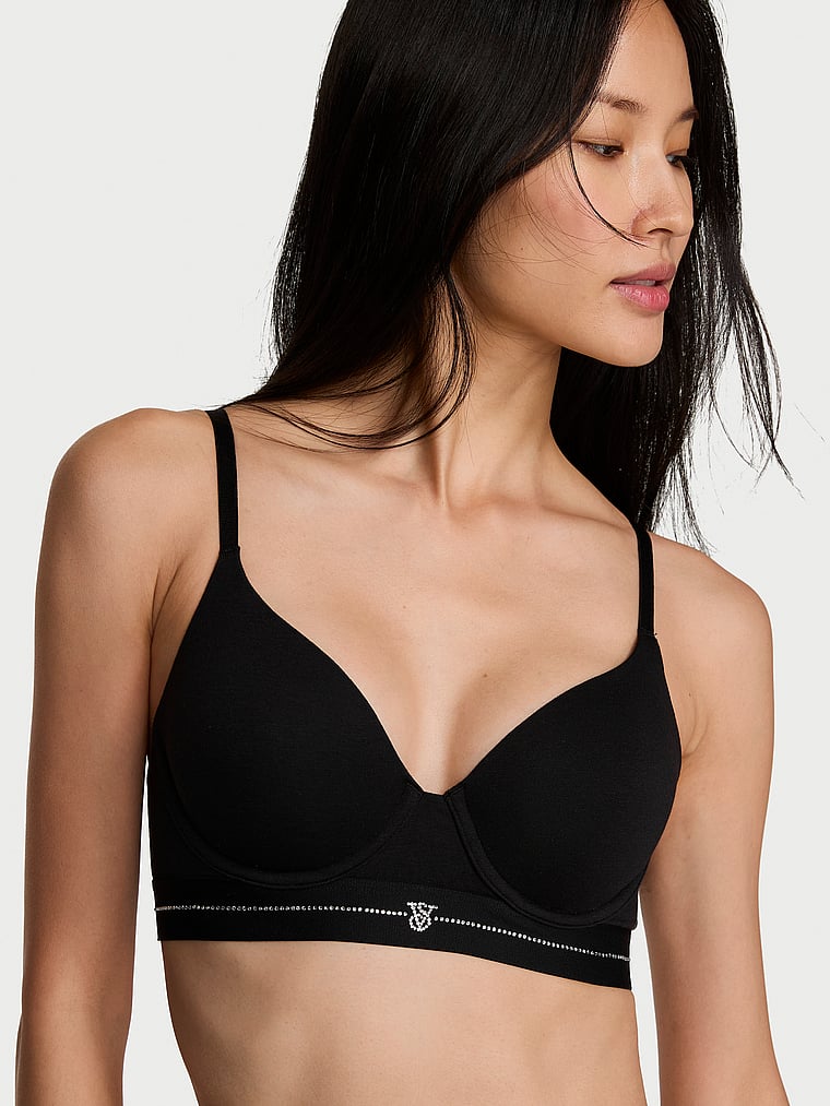 Perfect Shape Signature Shine Cotton Push-Up Bra – Black