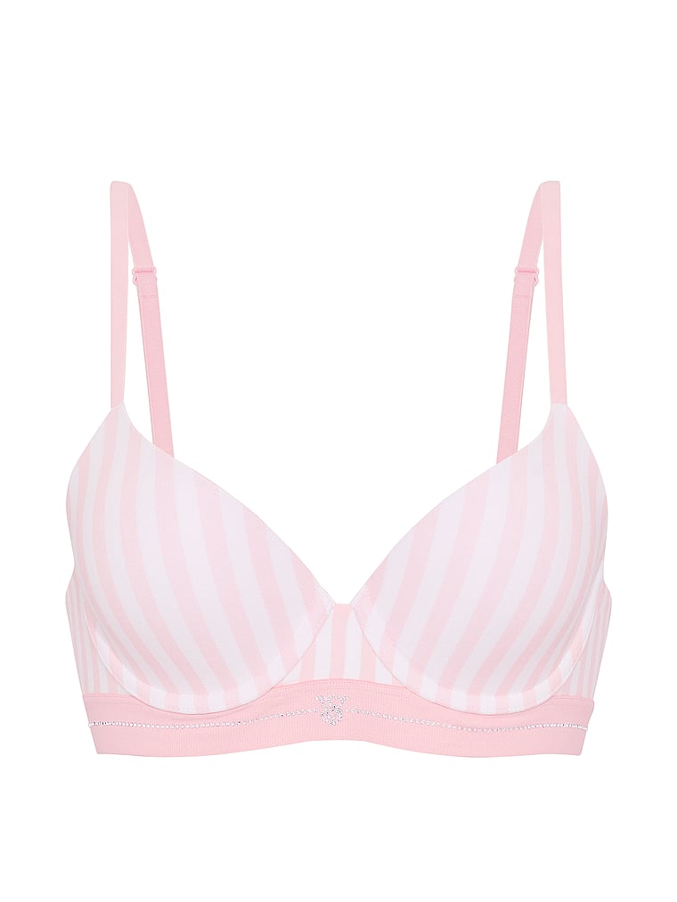 Perfect Shape Signature Shine Cotton Push-Up Bra – Iconic Pink Stripes