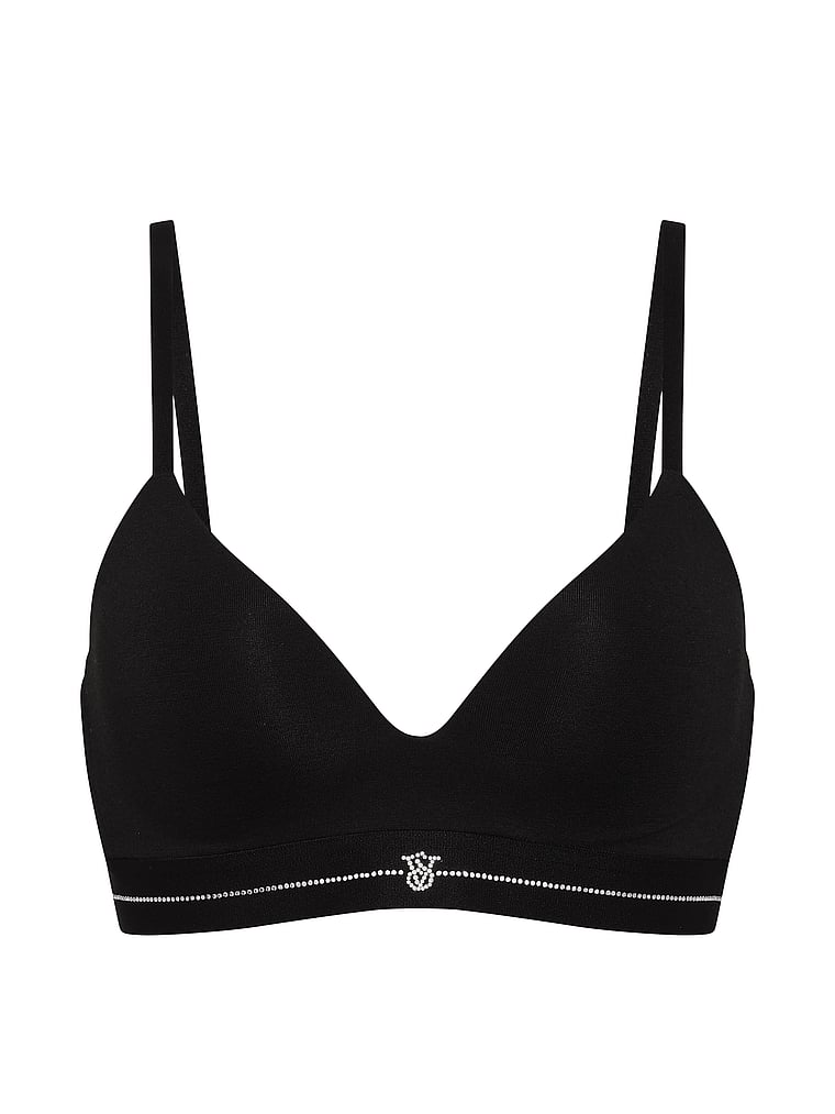 Signature Shine Cotton Lightly Lined Wireless Bra – Black