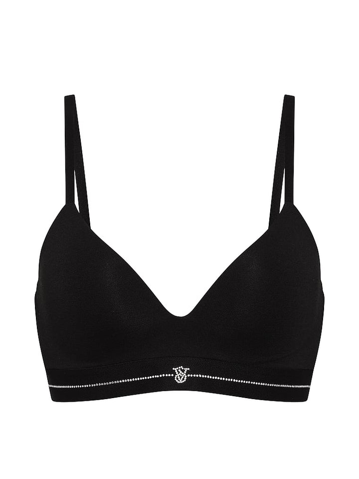 Signature Shine Cotton Lightly Lined Wireless Bra – Black