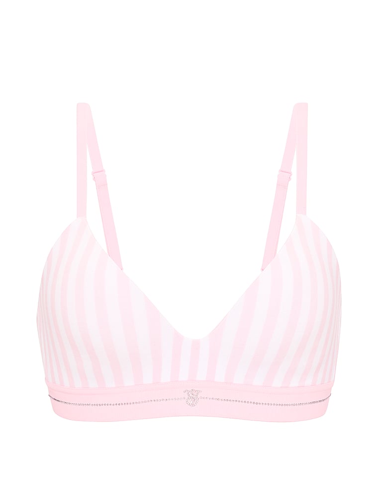 Signature Shine Cotton Lightly Lined Wireless Bra – Iconic Pink Stripes