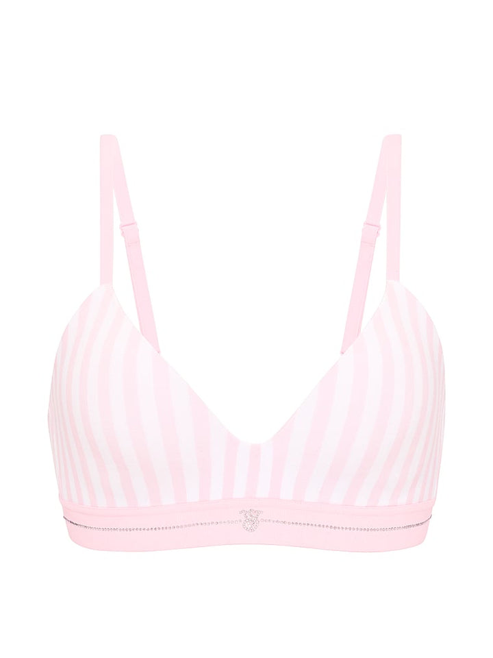 Signature Shine Cotton Lightly Lined Wireless Bra – Iconic Pink Stripes