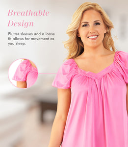 Exquisite Form® Flutter Sleeve Gown - Náttkjóll