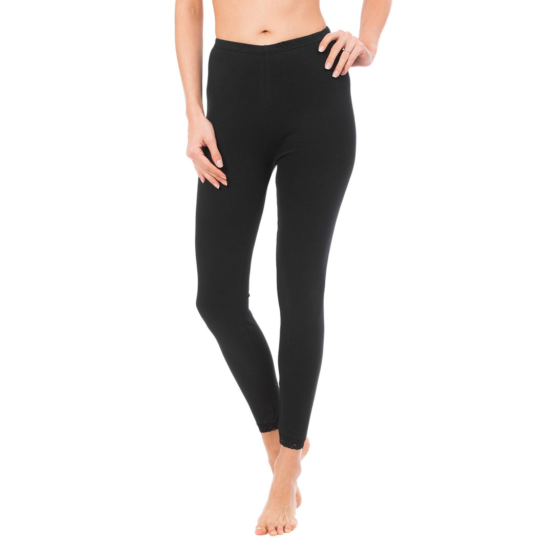 Trofe Leggings With Lace Trim - Black