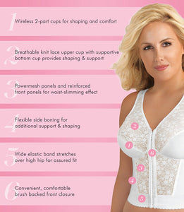 FULLY® Front Close Wirefree Longline Posture Bra with Lace - Brjóstahaldari