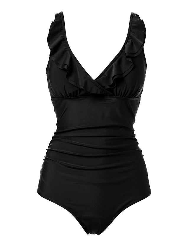 Rimini Solid Black Swimsuit- Sundbolur