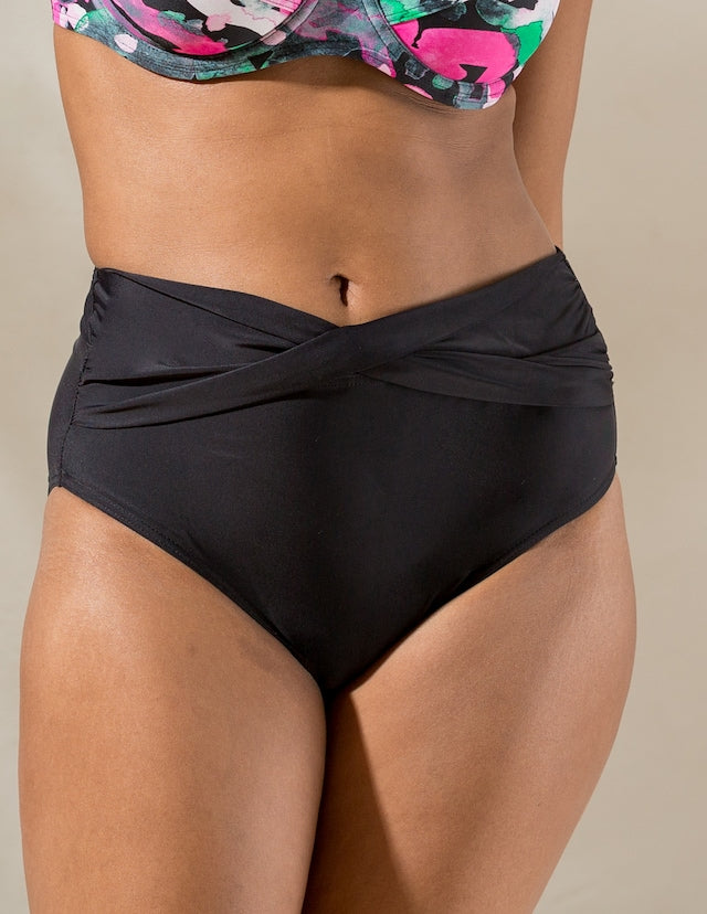 Bikini Bottom Solid Midi Black  - Bikiní buxur