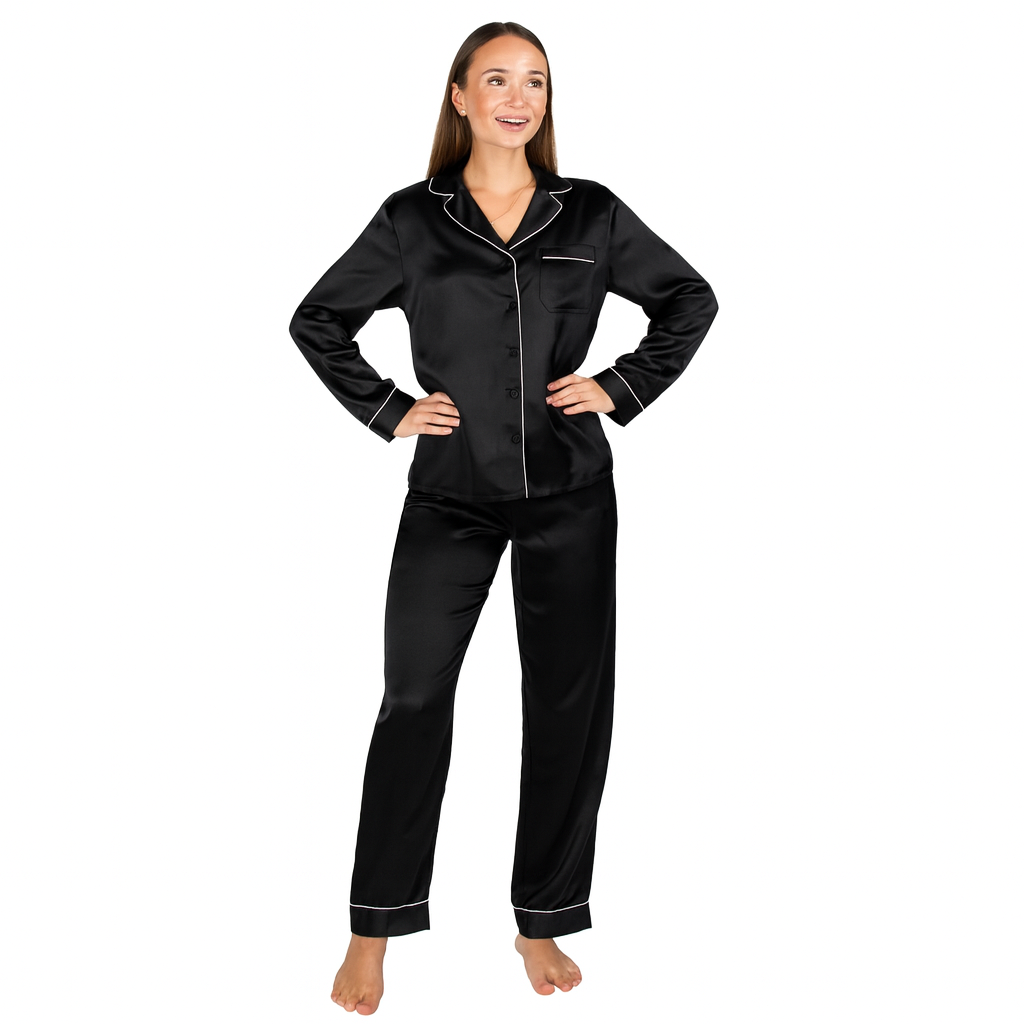 Satin Long Pajama Set - Náttföt