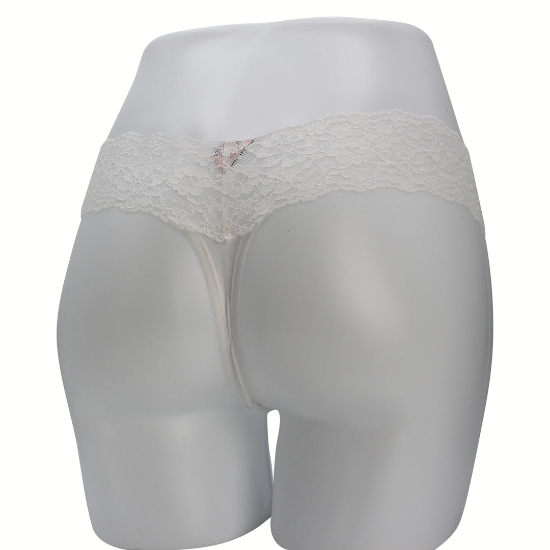 Lace-Waist Cotton Thong Panty Nærbuxur – Victoria&