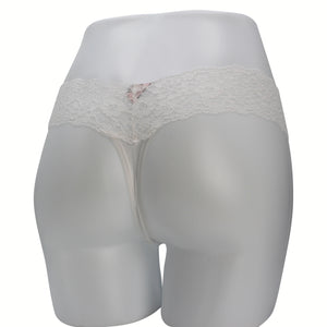 Lace-Waist Cotton Thong Panty - Nærbuxur