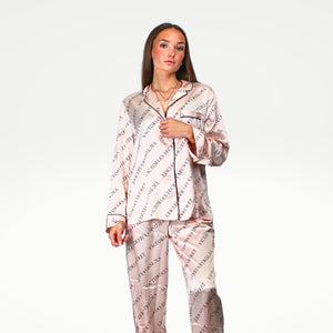 Satin Long Pajama Set - Náttföt