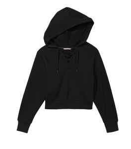 Cotton Fleece Lace Up Hoodie - Peysa