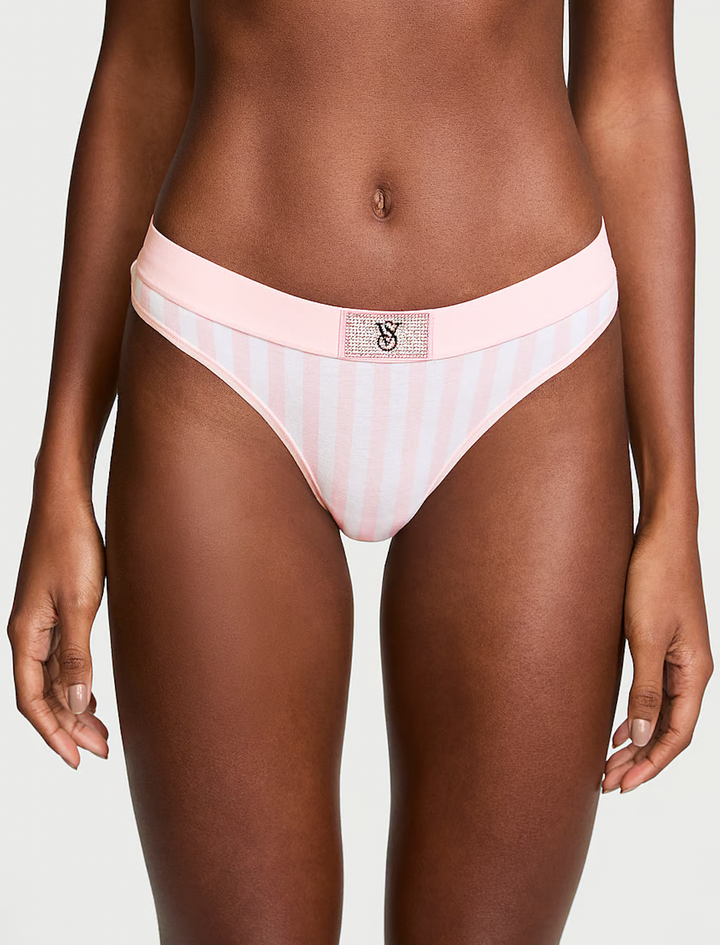 Logo Cotton Thong Panty Nærbuxur – Victoria&