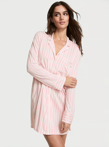 Modal Soft Button-Front Sleepshirt - Náttskyrta